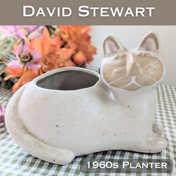 MCM David Stewart Cat Planter Lion's Valley Pottery Stoneware Vintage 1960s - Picture 1 of 10